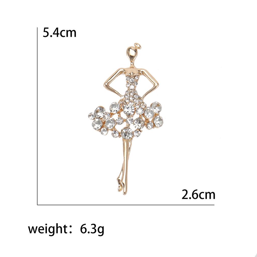 Diamond-Encrusted Ballet Girl Brooch, Temperament Clothing Accessories Pin Brooch