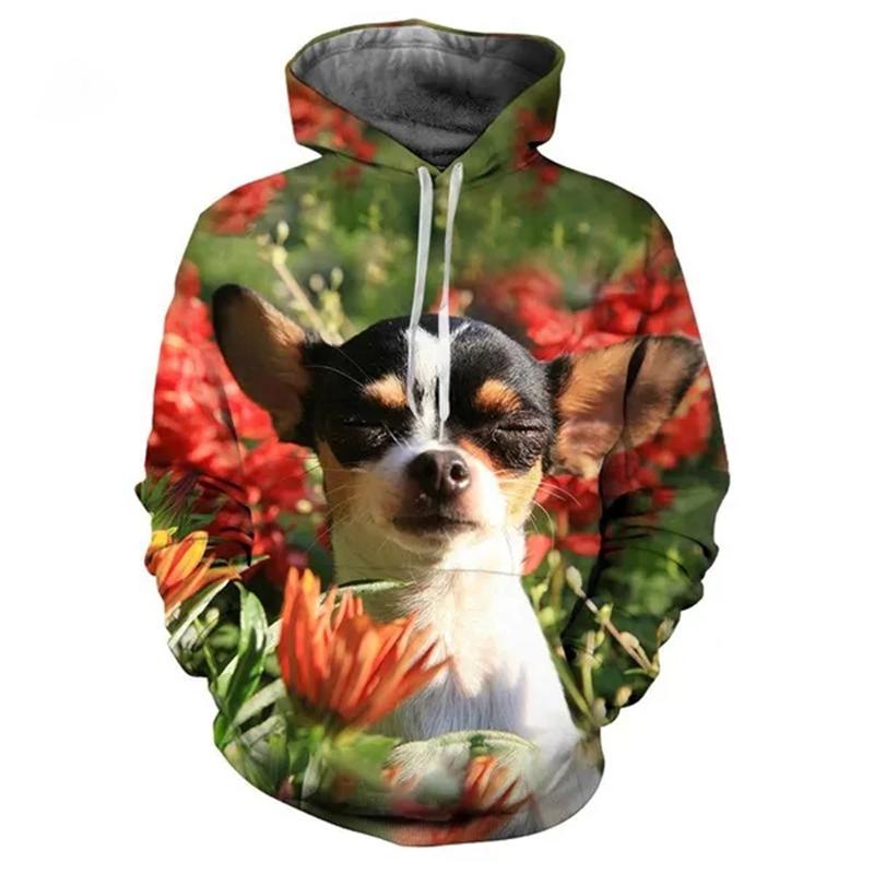 

Мужское худи с карманом с 3D-принтом, модная повседневная толстовка, осеннее животное собака чихуахуа свободное худи 6XL