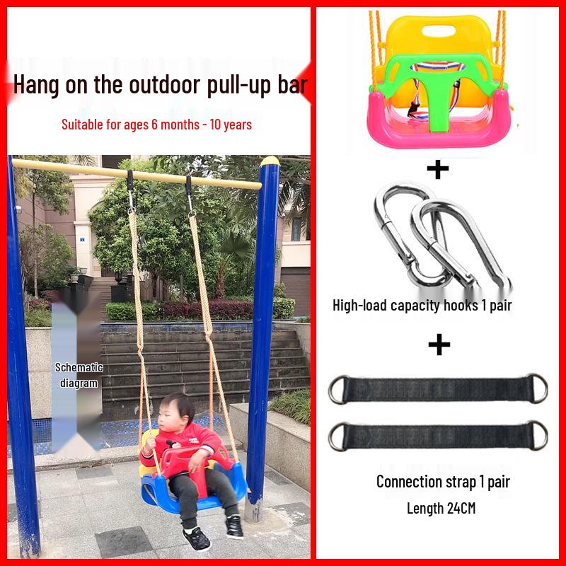 Children's Outdoor/Indoor Hanging Swing Chair with Rope and Single Bar