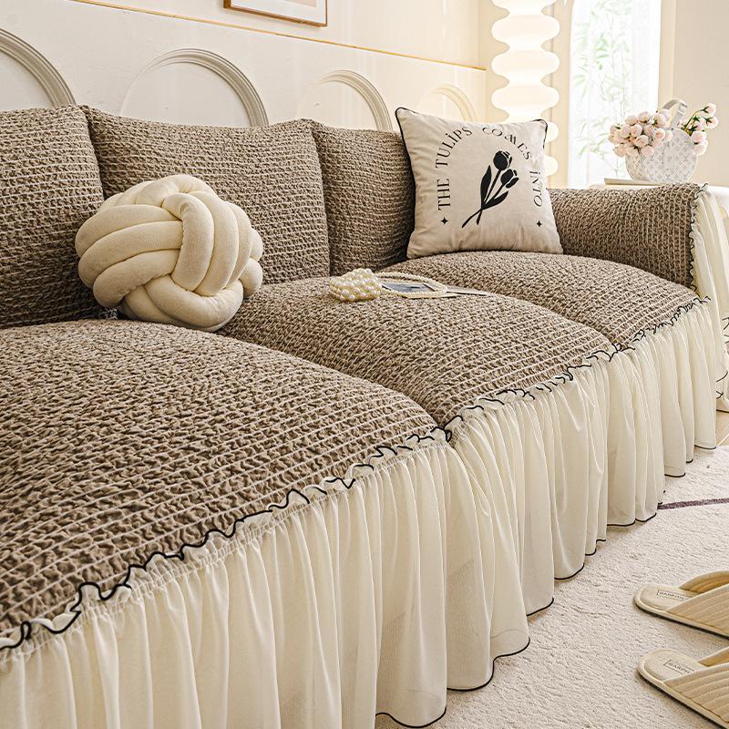 French Cream Wind Sofa Towel Universal In All Seasons 2025 New Seersucker a Whole Sheet of Non-slip Seat Cushion Cover Cloth
