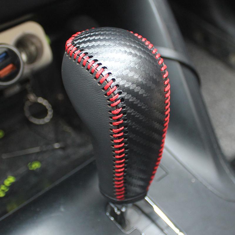 Car Gear Shift Knob Cover For Hyundai Ix35 Sonata 8 2010-2015 Leather Gearbox Shift Knob Cover Gearbox Handle