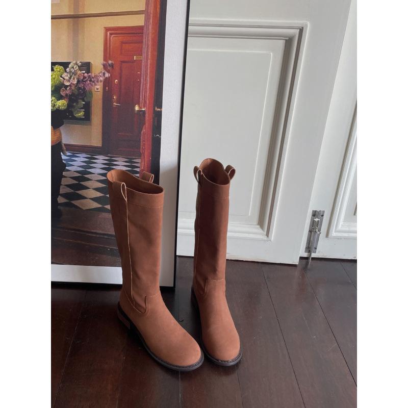 2025 Autumn and Winter New Fashionable Versatile Muntjac Face Big Tube Circumference Long Boots Slim Senior Knight Boots Women