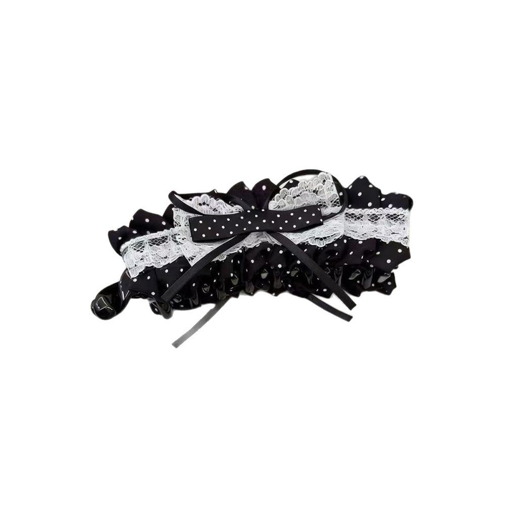 Plastic Lace Bow Hair Clip Polka Dot French Hairpin Cute Hair Claw Clip Hair Decoration