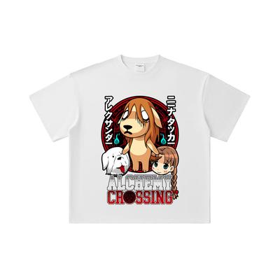 260 GSM Double Yarn 32 Count 100% Cotton Fullmetal Alchemist V5 Alchemy Crossing Print Unisex Heavy Cotton T Shirt