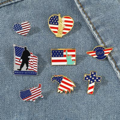 Hot-selling American Flag Series Metal Badge Independence Day Alloy Paint Brooch Accessories