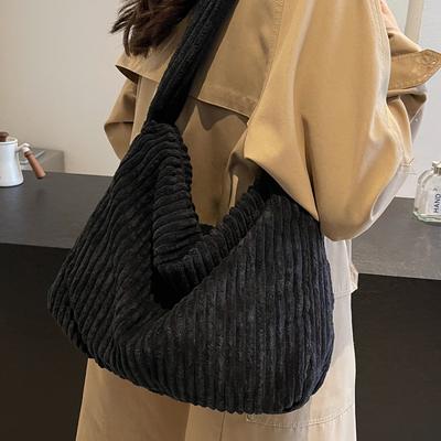 Mode Achseltasche mit großem Fassungsvermögen Damen neue Winter Cord-Butote-Tasche Pendler vielseitige lässige Schultertasche