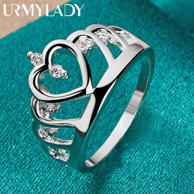 925 Sterling Silver Crown of Love 7 8 9 10 Ring For Women Fashion Charm Jewelry