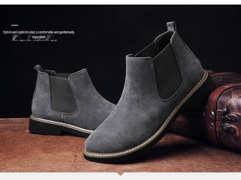 Bottes Chelsea en Cuir Tendance pour Homme Jeune: Baskets Montantes Respirantes en Daim pour un Usage Décontracté et Formel