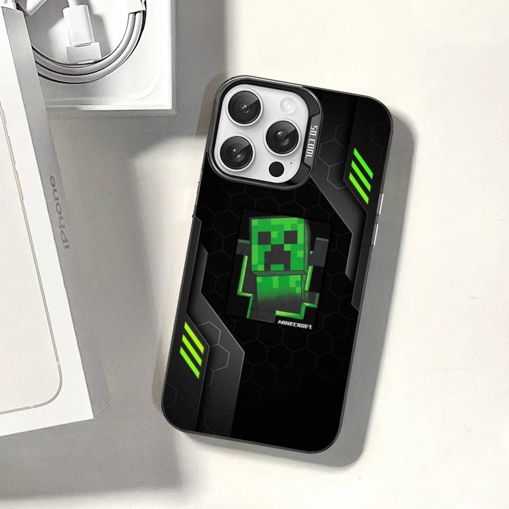 Game M-Minecraft Phone Case For IPhone 17 16 15 14 13 12 11 Pro Max Plus Color Silver Cover