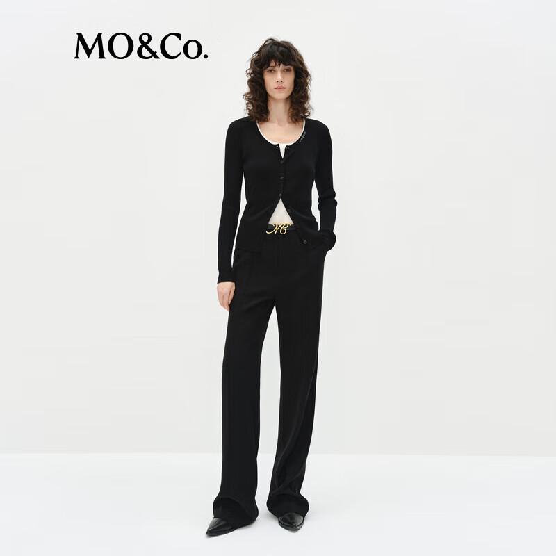 MO&Co. Merino Wool Slim Fit Knit Cardigan