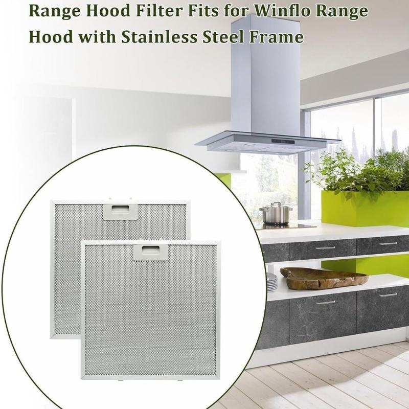 Aluminum Filter Panels, Replacement Set of 2 for MSH1313 Range Hood Models with Metal Frame and Pull Handle Design for Home Maintenance