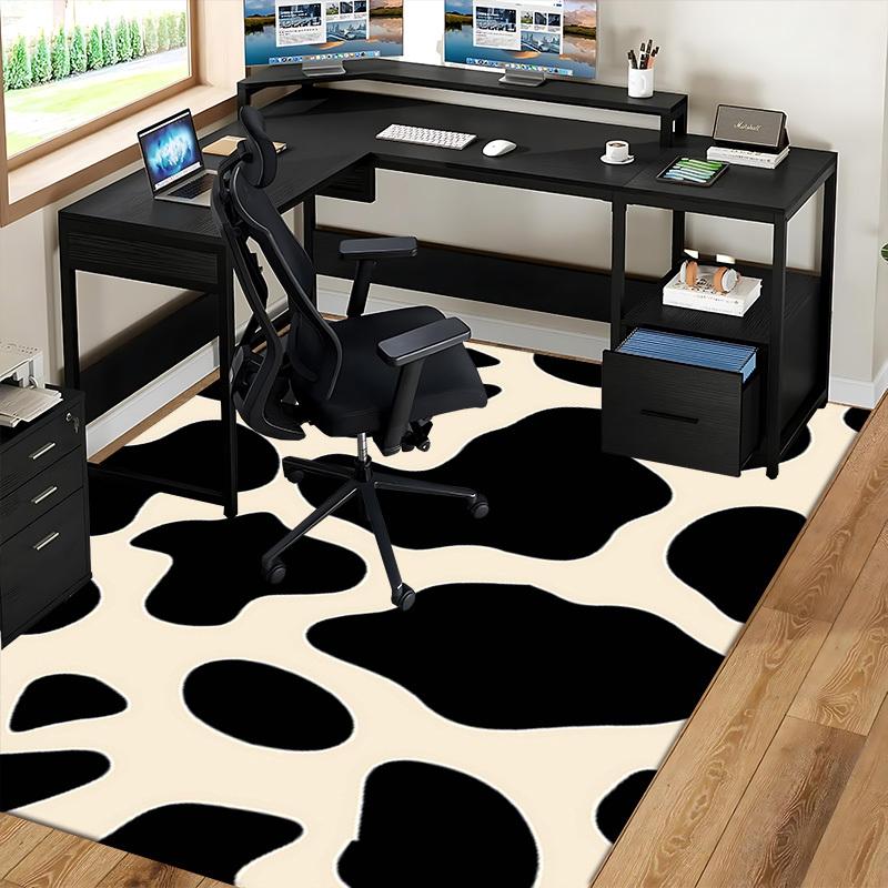 1pc Cow Print Chair Mat: Anime Cartoon Design, Non-Slip Office Rug for Home Decor, Seasonal Gift, Suitable for Office and Living Room.A032