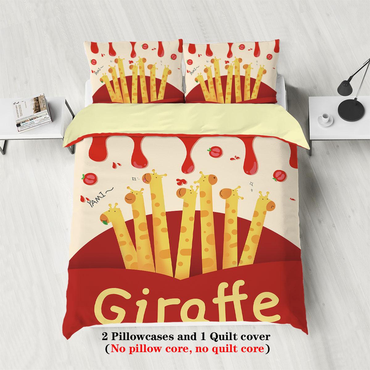 

Комплект постельного белья с мультяшным принтом на тему парка животных, 3 предмета, для спальни, гостевой комнаты (1*Пододеяльник + 2*Наволочка, Без наполнителя) 135x200cm-EU-Single