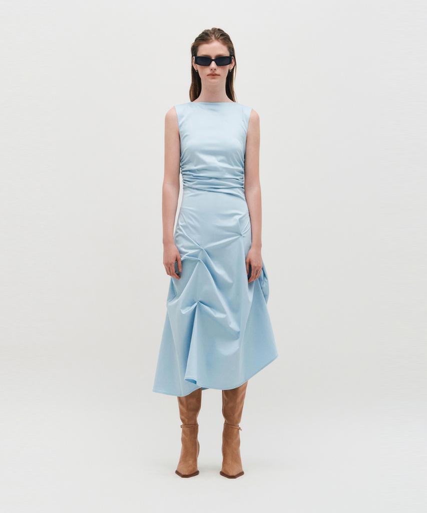 Kimjisu Dozi - Sleeveless Pinched Long Dress _ Sky Blue