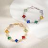 Classic and Fashionable Women's Brass Bracelets Luxury Zircon Four-leaf Clover Copper Jewelry