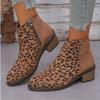 Bottes simples à talons épais pour femmes Hiver Nouveau Bout rond Daim Fermeture éclair latérale Semelle souple Antidérapant Résistant à l'usure Chaussures basses
