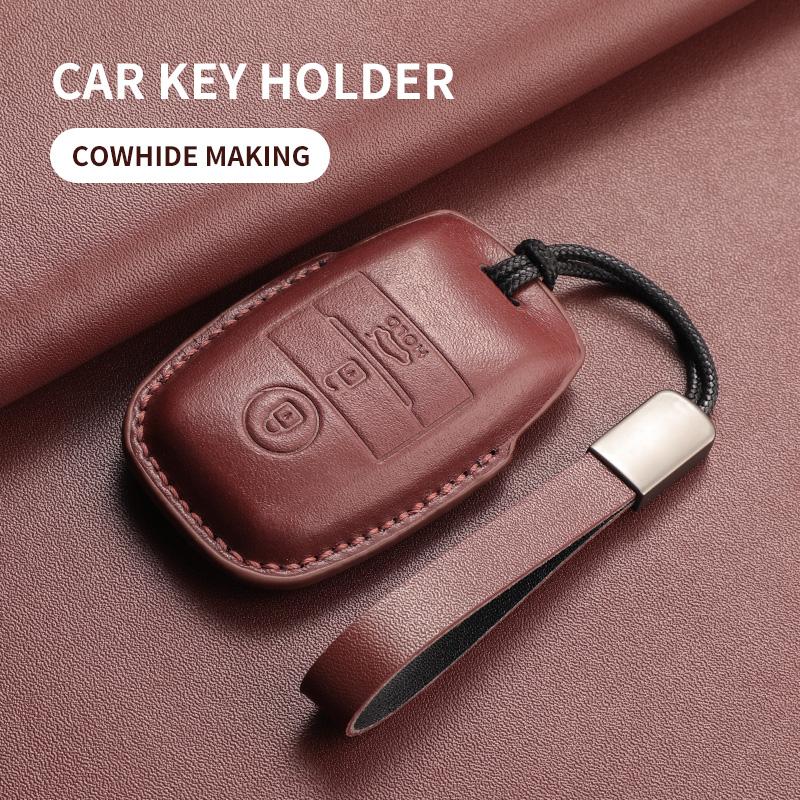 Genuine Leather Auto Key Fob Cover Case Housing Fit For Kia K3 K4 K5 K3S Kx3 Kx5 Soul Rio Sorento Ceed Sportage Auto Key Fob Housing Protective