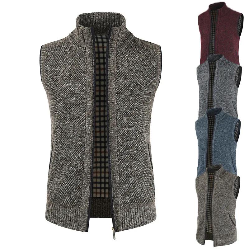 Autumn and Winter Men's Coat Warm Outer Wear Vest Casual Sleeveless Jacket Thermal Stand Collar Waistcoat