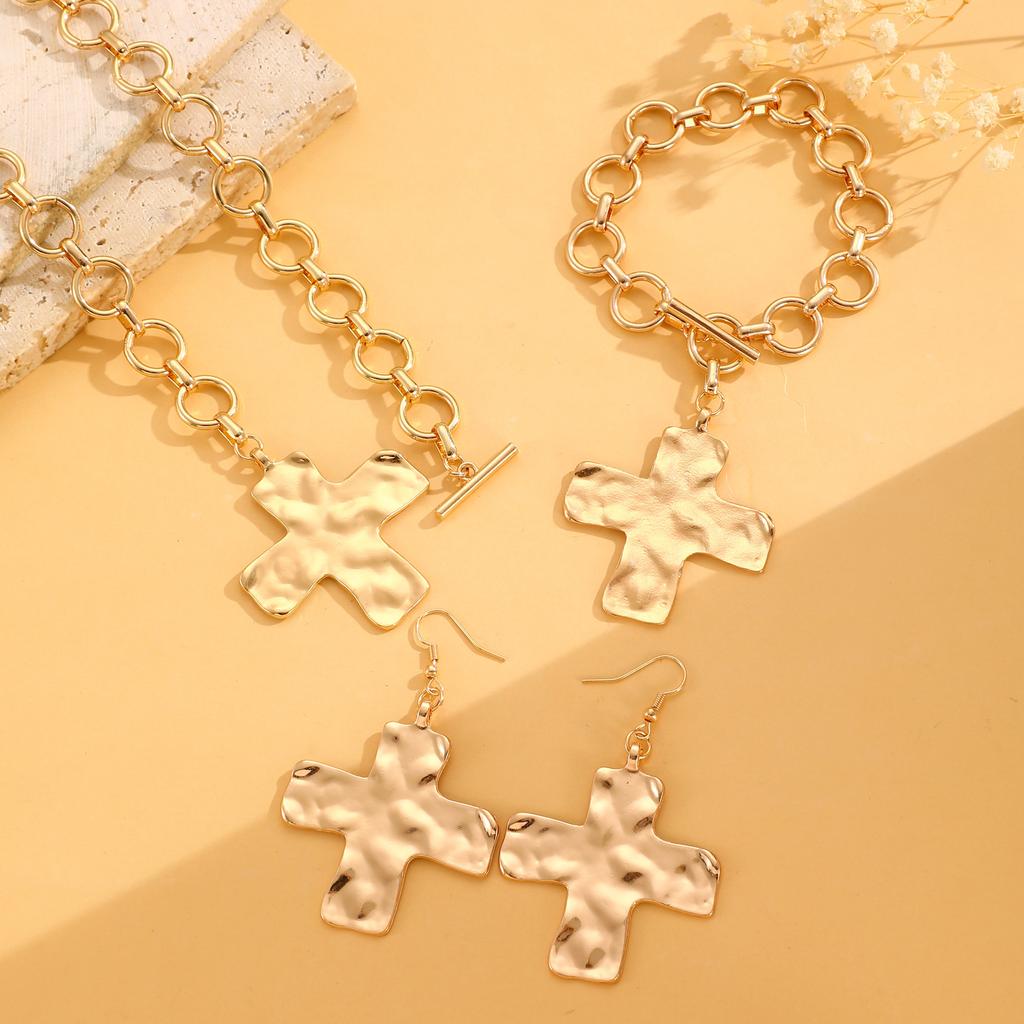 Cross Pendant Punk Jewelry Set Exaggerated Big Y2K for Women Party Jewelry Accessories 1 Set Geometric Circular Chain Jewelry Gifts Handmade