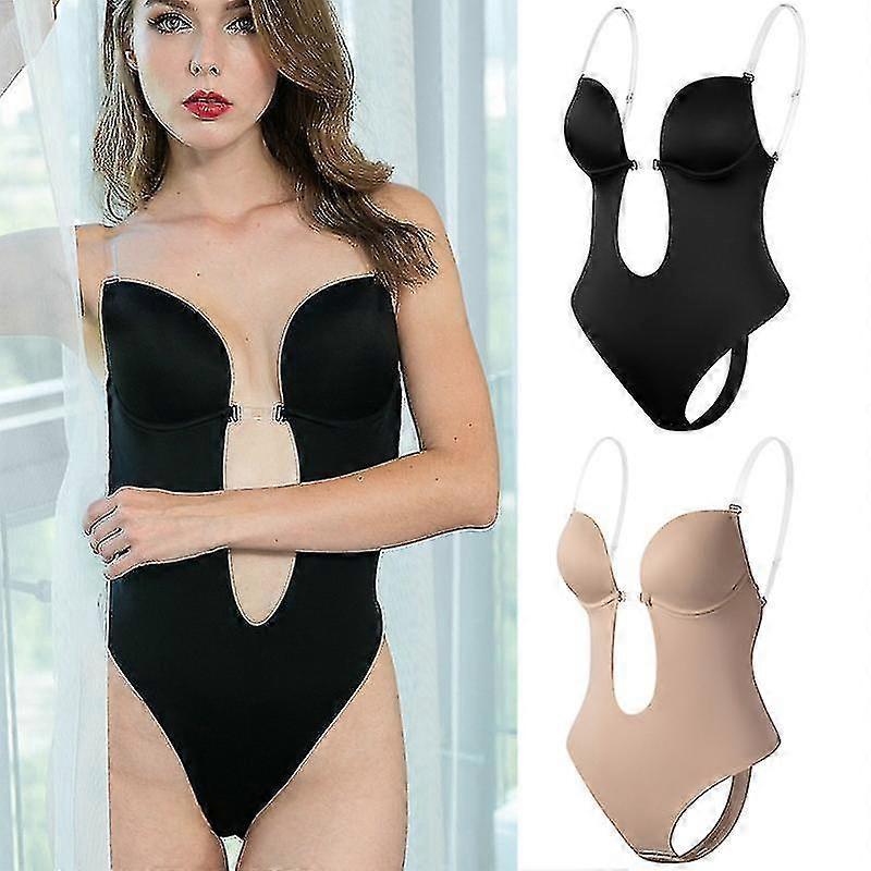 Kadın Arkası Açık Bodysuit Şekillendirici U Dekolteli Dikişsiz G-String Askısız Tam Vücut Şekillendirici Düğün İçin V