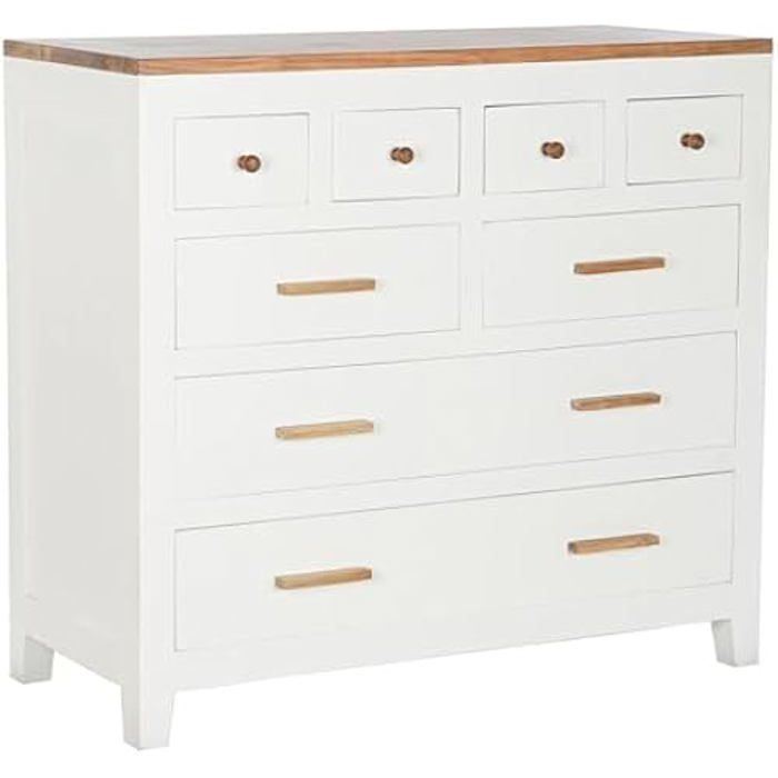 Commode - DKD HOME DECOR - Blanc Marron - Bois de manguier - 110 x 45 x 100 cm - Contemporain