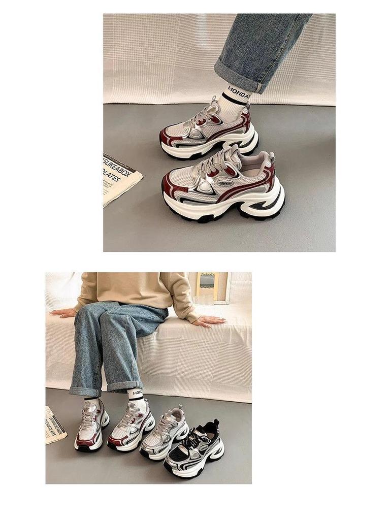 Trendy Dámské Platformové Dad Tenisky s Silnou Podrážkou - Jaro/Podzim 2025 Street Style