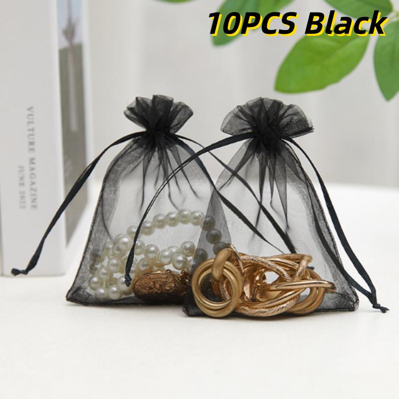 10 Pcs Organza Gift Bags 10x15cm, Elegant Jewelry Bags for Wedding Favors, Soap Cosmetic Drawstring Bags 15x10cm