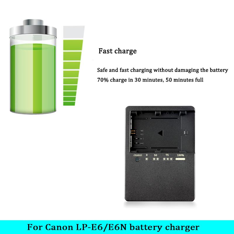 LC-E6E LC-E6 Charger For Canon LP-E6 LP-E6N LP-E6NH Battery EOS 70D 60D 5D Mark III 5D Mark IV 5DSR 6D MARK II 60D 80D 7D  R5 R6
