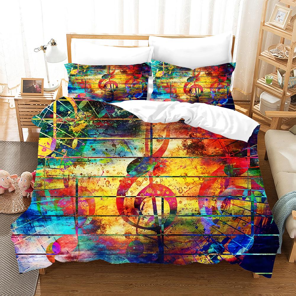 

Lovers Guitar Duvet Cover Set,Bedding Print,Music Pattern,Bedclothes,Quilt Covers With pillowcases,Home Textile For Teen Boy EU single(135x200cm)