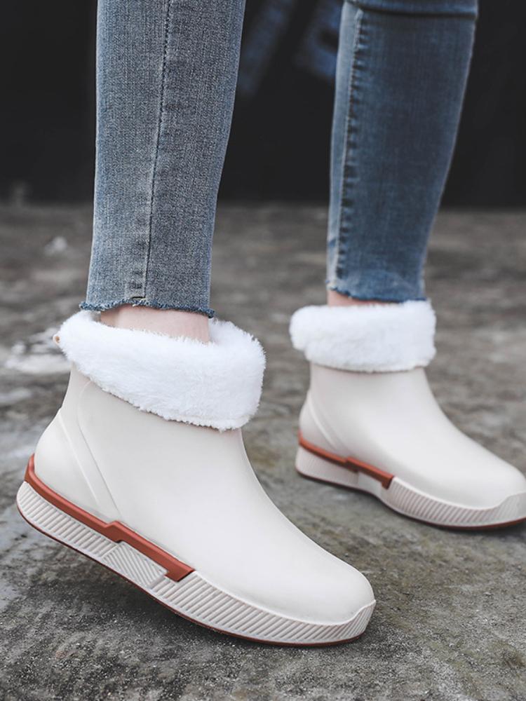 Mode Regen Damen Schneestiefel Winter Warmhalten Weiblich Wasserdicht Rutschfest Gummi Regenschuhe Damenmode Damen Regenschuhe