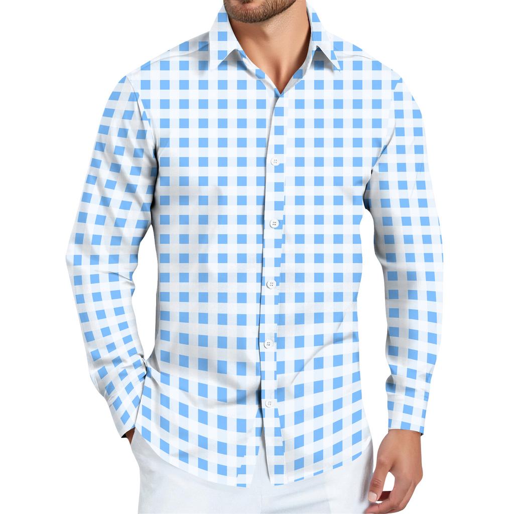 Men's Striped Print Long Sleeve Button-up Shirt