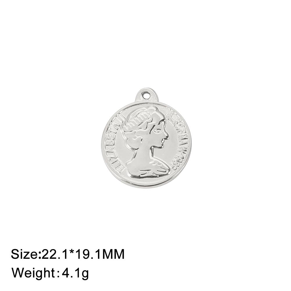 Teamer 5pcs/lot Queen Elizabeth Charms for Jewelry Making Stainless Steel Round Pendant DIY Necklace Bracelet Jewelry Accessory