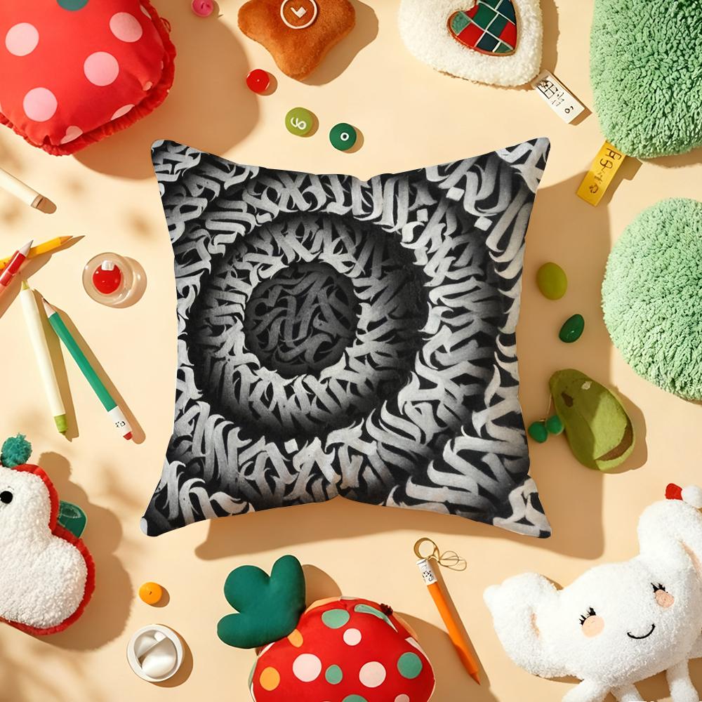 P-Pokras Lampas Art Graffiti Cushion Cover Plush Fabric Soft Double-Sided Printed Sofa Warm Winter Home Gift Pillow Cover