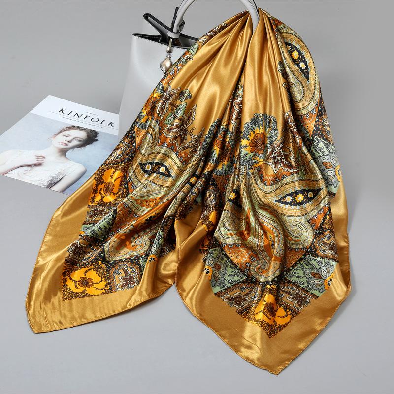 90 Square Scarves, Silk Scarves, Women's New Spring and Summer High-end Sense Versatile, Thin Scarves, Shawls Outside