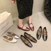 Retro Single Shoes Women's Light Mouth Buckle Heel French Mary Jane Shoes Fashion 2025 Low Square Head Autumn New Word