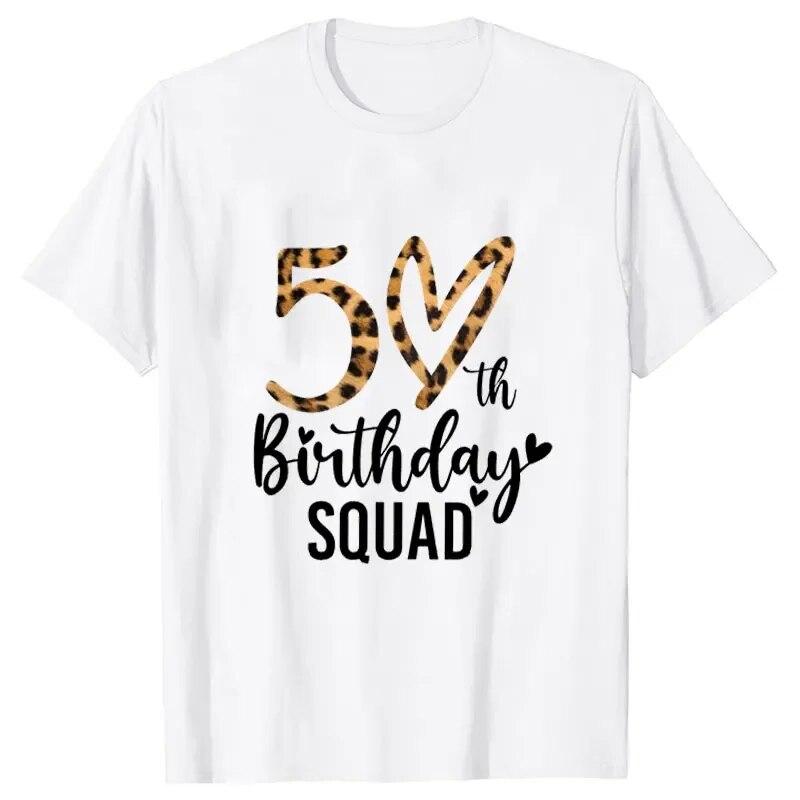 Women 50th Birthday Party T-shirts Birthday Squad Crew Tee Chapter Hello 50 Fabulous Leopard Graphic Tops Harajuku Summer Tshirt