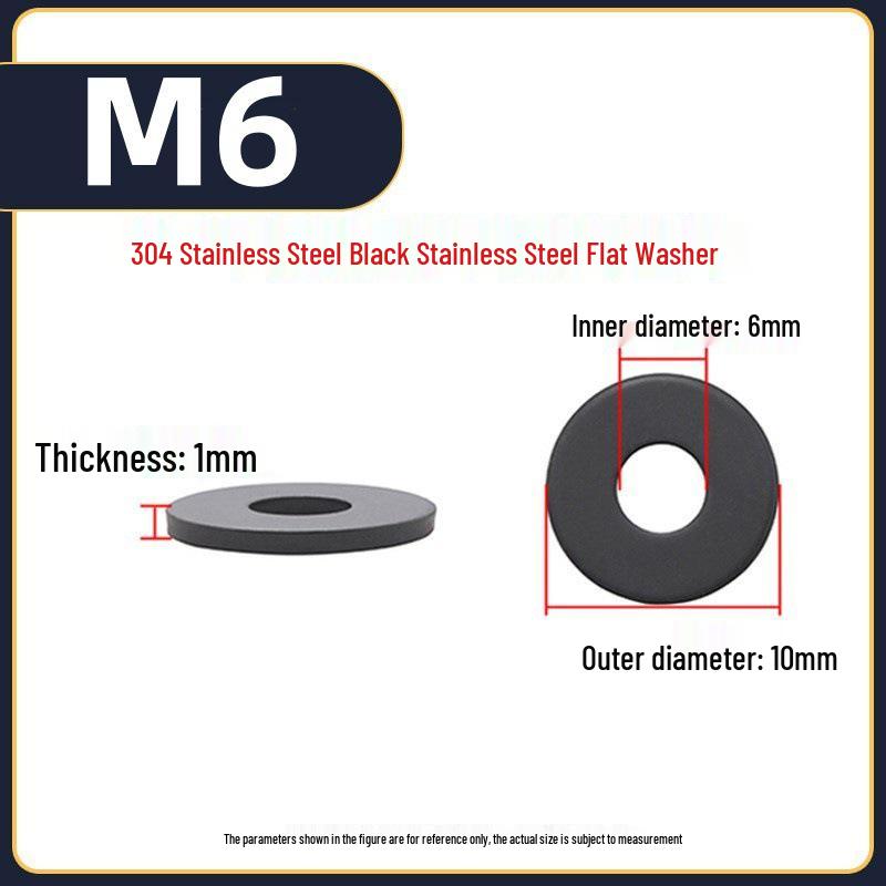 Yigu Yigu Stainless Steel Black Gasket Washer M3M4 Flat Screw Washer
