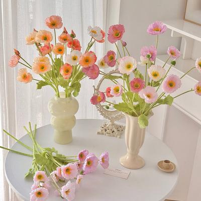 Künstliche Blume 4 Köpfe Realistische Falsche Seidenblume mit Langem Stiel Zuhause Büro Hochzeitsparty Kunstblumen Dekoration