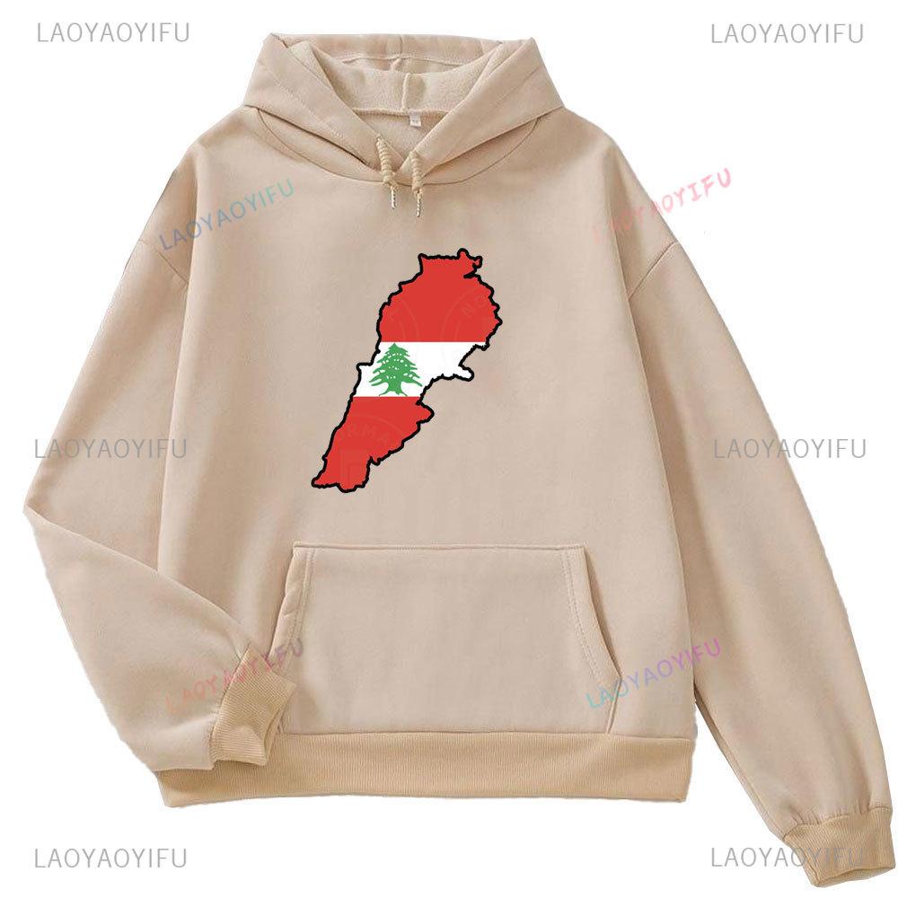 This Is Not My Dna Lebanon Flag Map Men's Long Sleeve Hoodie Autumn/Winter 2024 Lebanon Map Graphic Print Autumn Sweatshirt