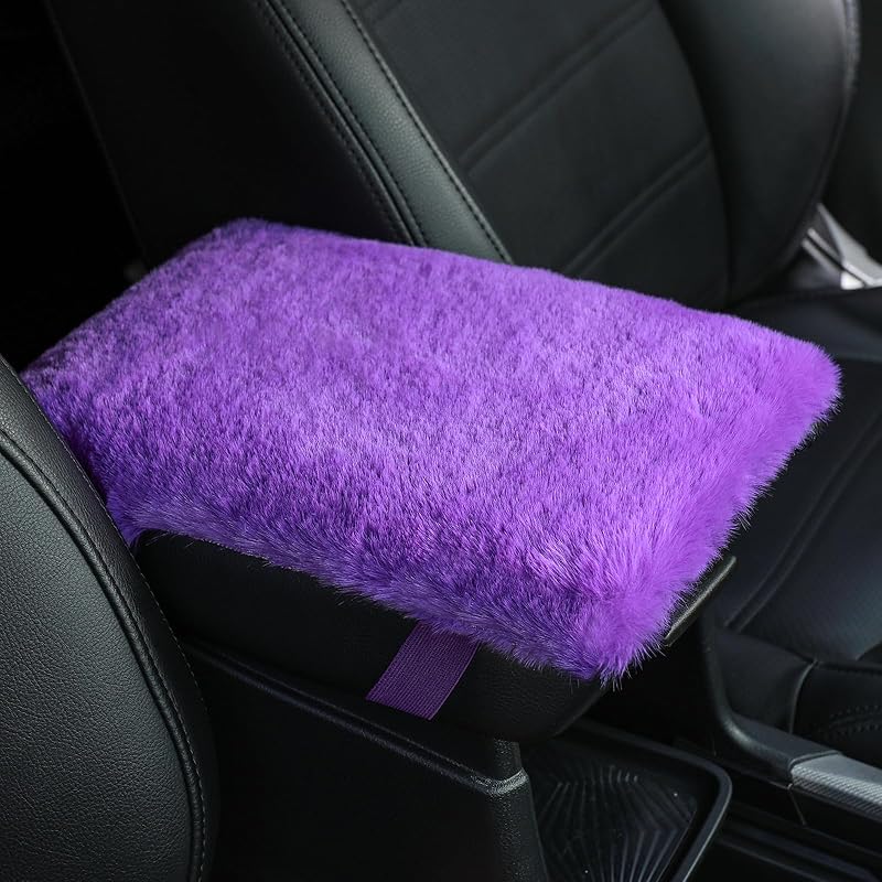 SEG Direct Auto Center Console Cover, Furry Car Armrest Cover, Soft Fluffy Middle Console Pad, Car Armrest Seat Box Cover For Women Men, Universal