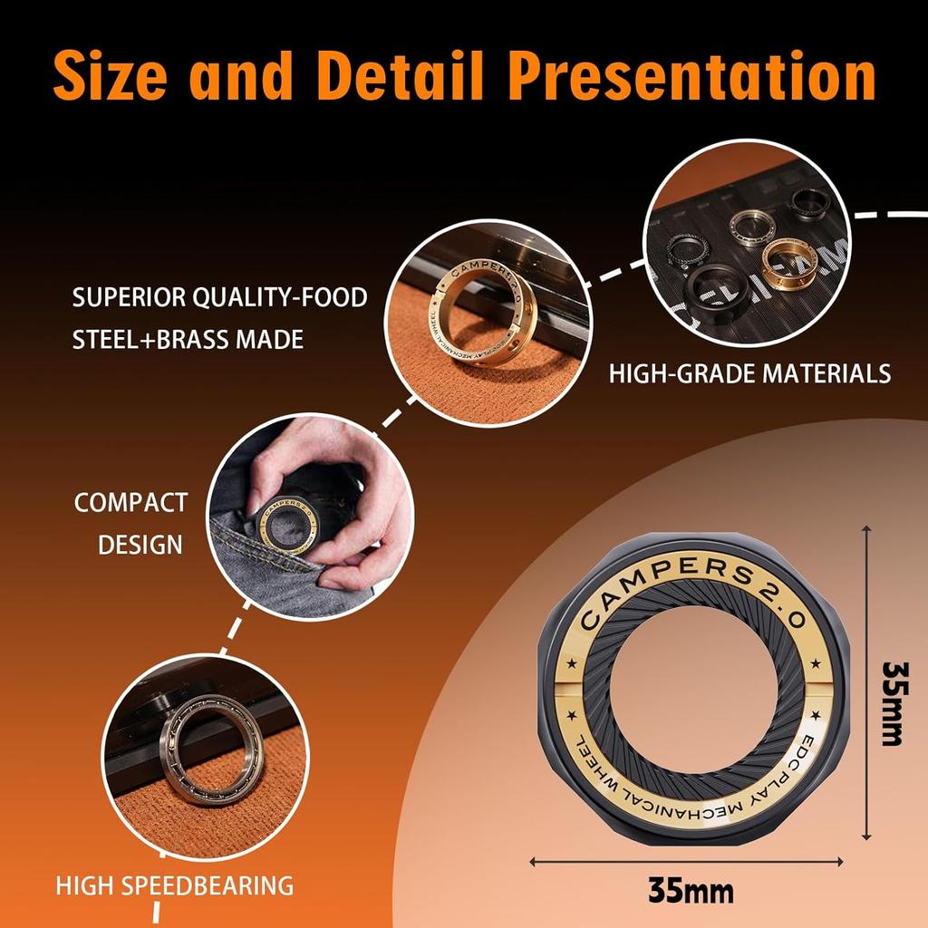 Fidget Spinner for Stress Relief, DIY Magnetic Fidget Ring with Engaging Sounds, EDC Stainless Steel Toys, Perfect for Work, Study, Waiting Etc.