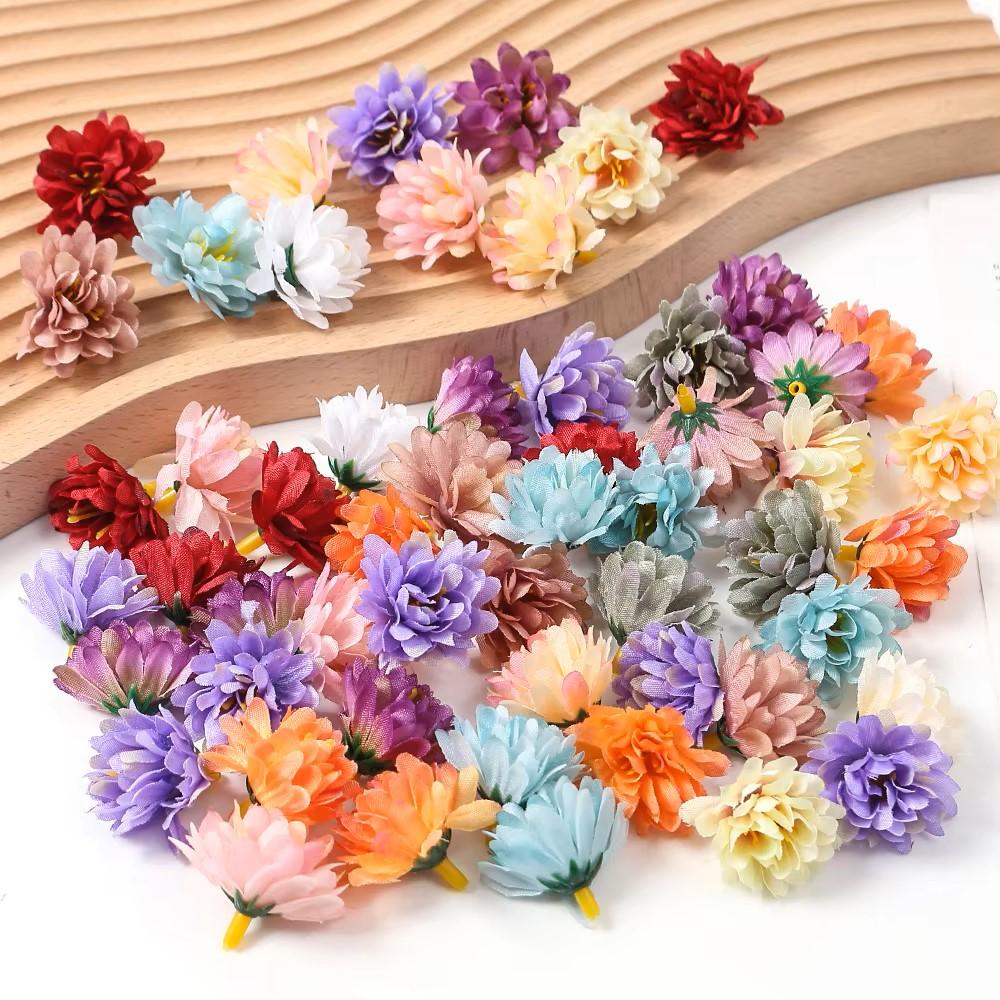 10/30Pcs Artificial Flowers Heads 3cm Fake Flower for Home Decor Wedding Decoration DIY Wreath Scrapbook Craft Gifts Accessories