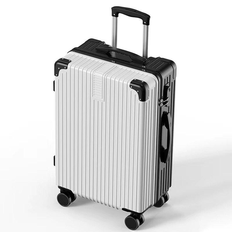 Durable Large-Capacity Leather Travel Suitcase with Universal Wheels and Password Lock