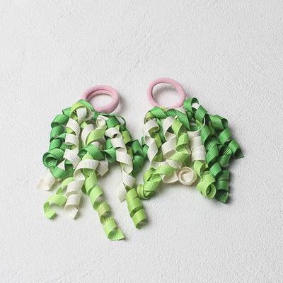 2Pcs/lot Colorful Curly Ribbon Hair Ties For Girls Women Cute Hair Rubber Bands Kids Ponytail Holders Elastic Hair Bands