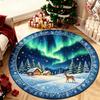 Cute Christmas Penguin Round Carpet Winter Snowflake Igloo Xmas Gift Design Area Rug for Living Room Holiday Home Decor