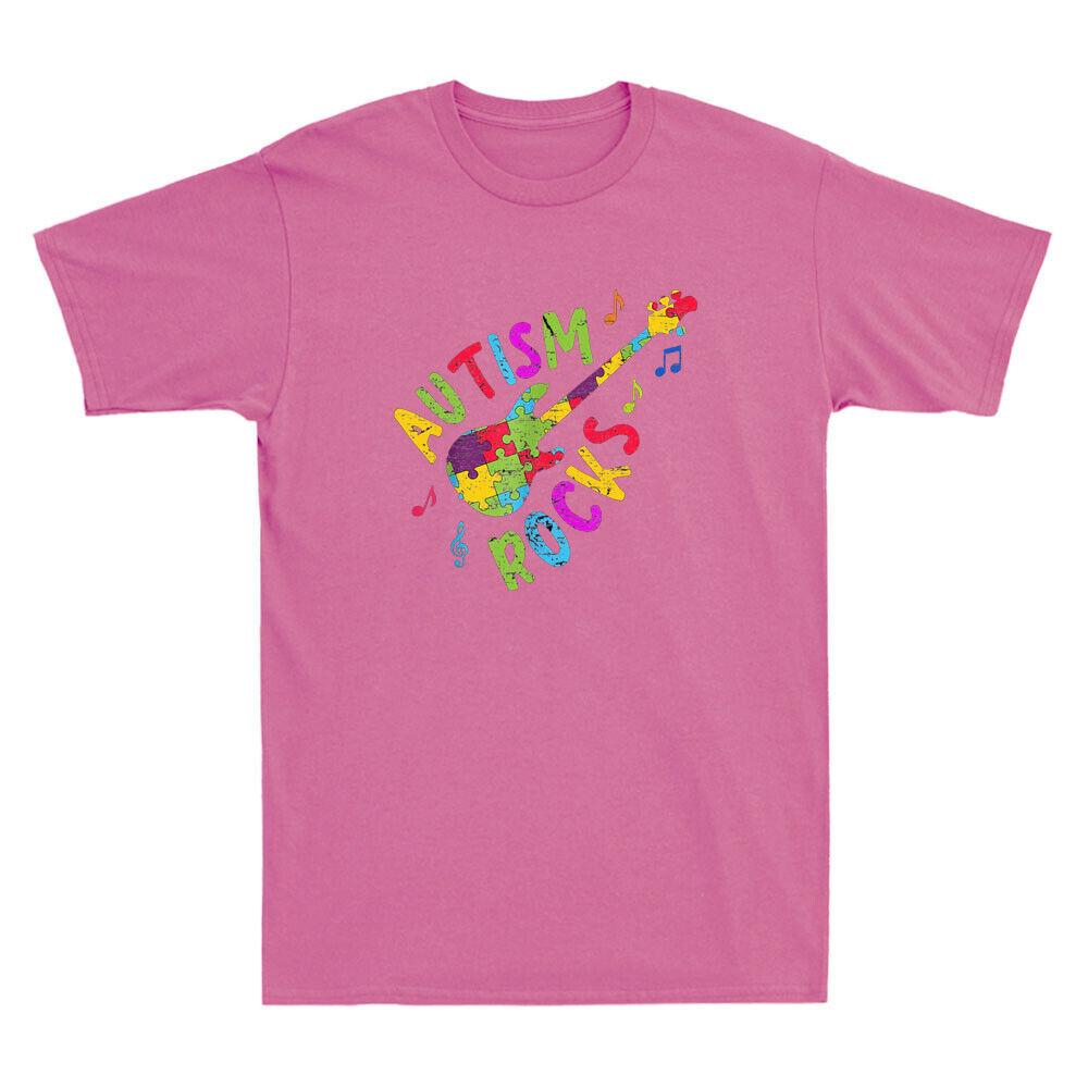 Autism Rocks Shirt Autism Awareness Guitar Puzzle Pieces Vintage Unisexs Tshirt
