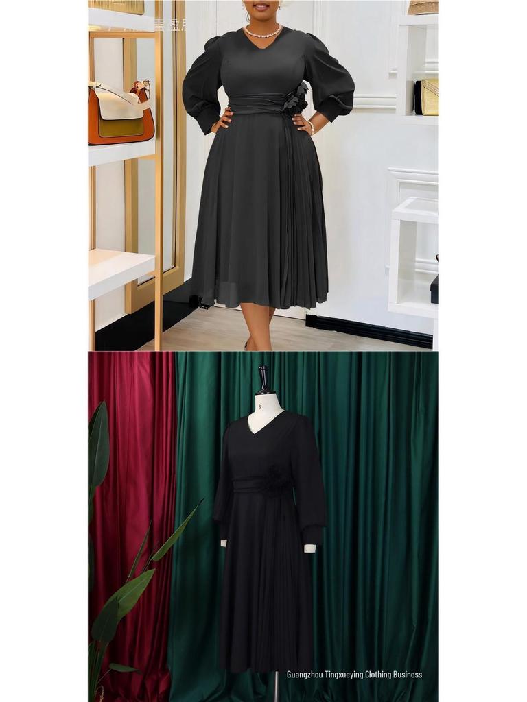 Elegant Solid Color Plus Size A-line Skirt with Fashionable Spring European & American Style