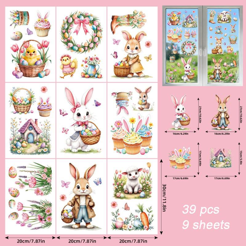 

Spring Bunnies Floral Easter DIY UVproof Rub on Glass Cup Wrap Transfer Sticker Crafts Mug Bottles Greeting Cards Decor