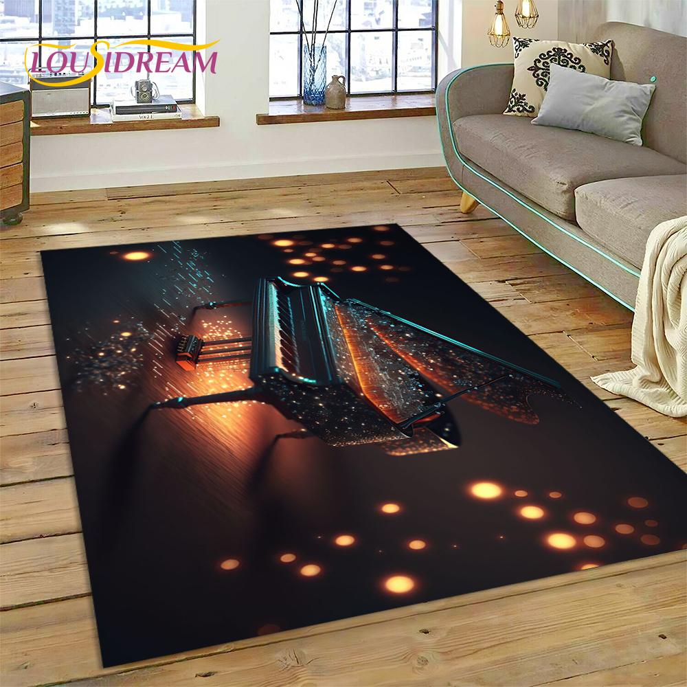 3D Dream Piano Key Music Instrument Cartoon Area Rug Duży, Dywan do Domu Salon Sofa Wycieraczka Dekoracja, Dziecięca Mata Antypoślizgowa Podłogowa