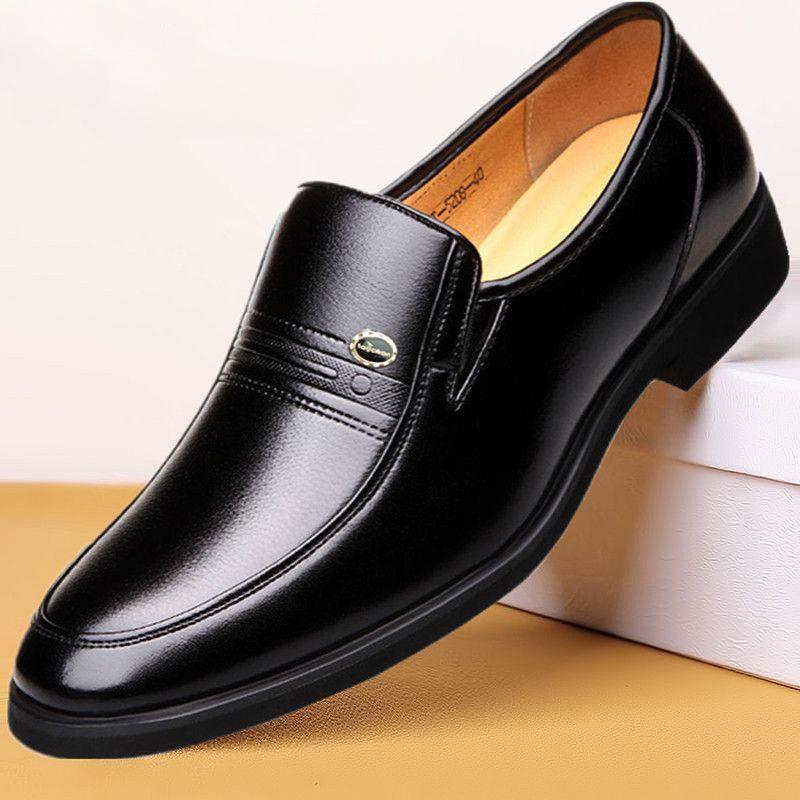 Formal Man Casual Derby Shoe Pointed Toe Flat Black Leather Shoes for Men Slip-on Retro Designer High Quality Fashion Adults Pu